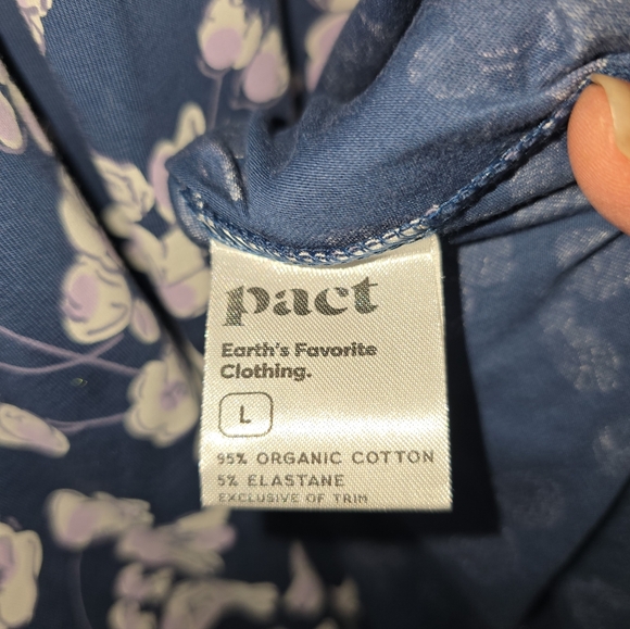 Pact Navy Blue Floral Fit & Flare Midi Dress Large Organic Cotton Racerback - Picture 9 of 9